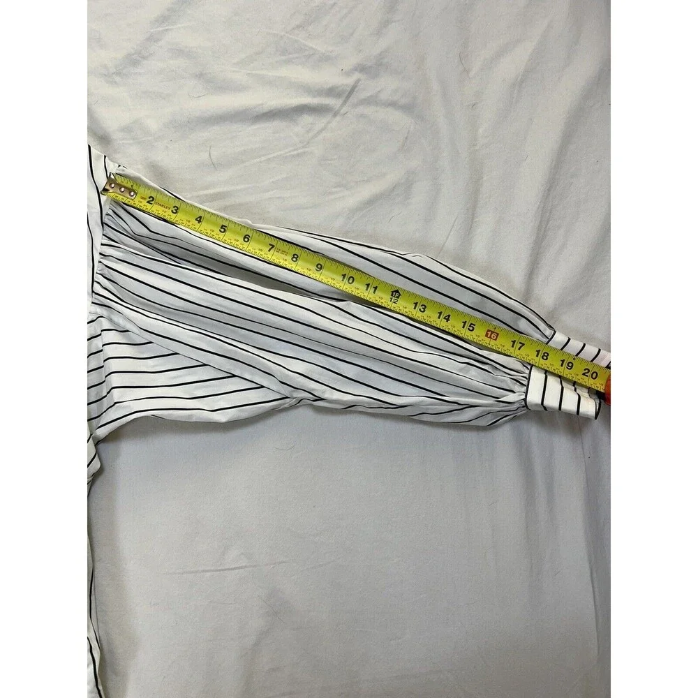 Ralph Lauren Black Label Collarless Tunic Striped Blouse Puffy Sleeves | Size 10 - Picture 14 of 15